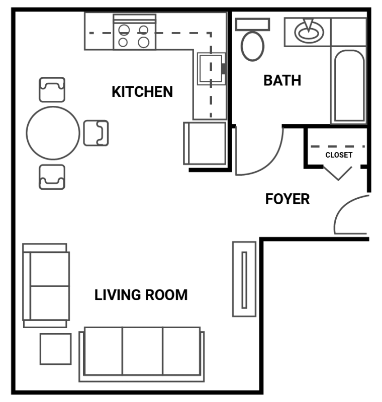 Studio Apartment – Gibson Plaza Apartments