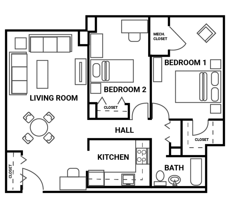 Two Bedroom Apartment Gibson Plaza Apartments